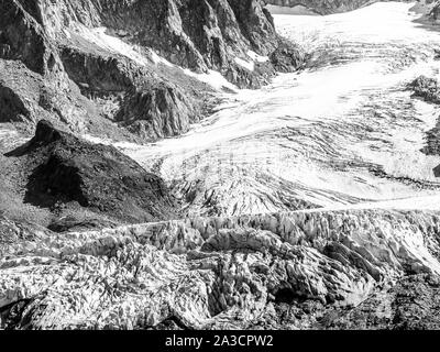 Argentieres Gletscher von den Aiguilles Rouges Balkon gesehen (Balcon Des Aiguilles Rouges), Chamonix-Mont-Blanc Valley, Haute-Savoie, Frankreich Stockfoto