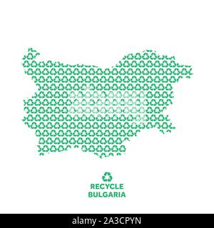 Bulgarien Karte vom Recycling Symbol. Umweltkonzept Stock Vektor