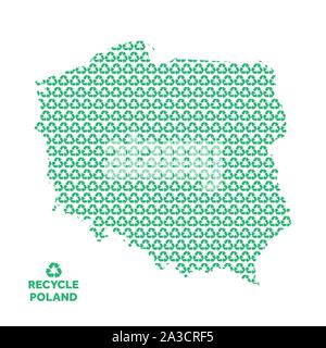 Polen Karte vom Recycling Symbol. Umweltkonzept Stock Vektor