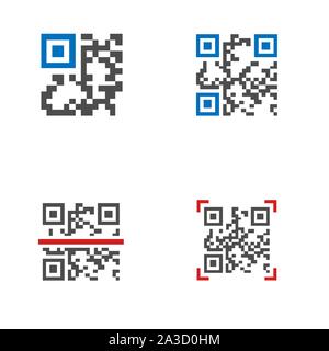QR-Code Symbol gesetzt. Markenzeichen für eine Art Matrix Barcode, maschinenlesbare optische Label, enthält Informationen über die Position, an die Sie sich Attac Stock Vektor