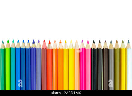 Sammlung von crayon de Couleur für Zeichnung auf weißem Hintergrund, Multi Color pencil Stockfoto