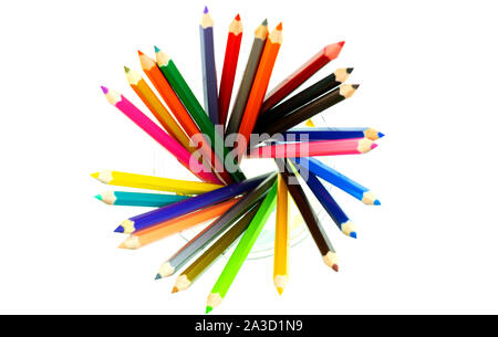 Sammlung von crayon de Couleur für Zeichnung auf weißem Hintergrund, Multi Color pencil Stockfoto