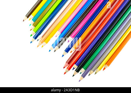 Sammlung von crayon de Couleur für Zeichnung auf weißem Hintergrund, Multi Color pencil Stockfoto