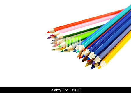 Sammlung von crayon de Couleur für Zeichnung auf weißem Hintergrund, Multi Color pencil Stockfoto