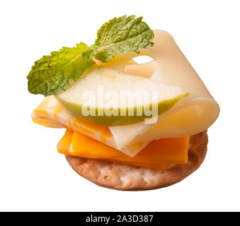 Apple und Käse auf einem Cracker Stockfoto