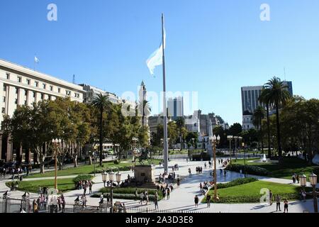 Buenos Aires anzuzeigen. Plaza de Mayo Blick von einem Balkon in der Casa Rosada. Stockfoto