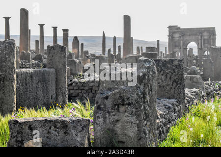 Die alte römische Stadt Timgad in Batna, Algerien, errichtet um 100 AC Stockfoto