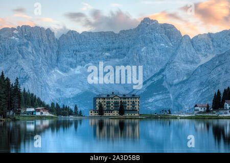 Misurina See, Cortina d'Ampezzo, Belluno, Venetien, Dolomiten, Italien, Europa Stockfoto