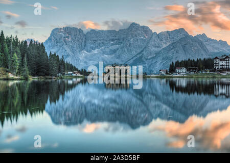 Misurina See, Cortina d'Ampezzo, Belluno, Venetien, Dolomiten, Italien, Europa Stockfoto