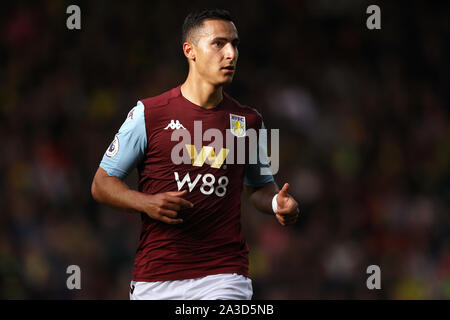 Anwar El Ghazi von Aston Villa - Norwich City gegen Aston Villa, Premier League, Carrow Road, Norwich, Großbritannien - 5. Oktober 2019 Editorial nur verwenden - DataCo Einschränkungen Stockfoto