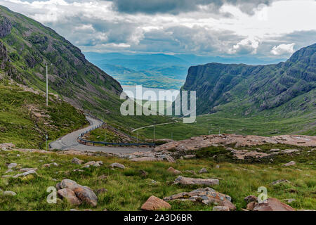 Bealach Na Bà - single Track Road zum "Pass von der Sicht der Vieh" Stockfoto