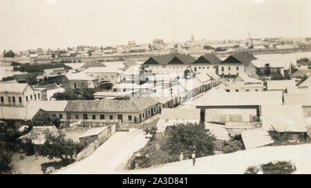 Antike c 1930 Foto, Ansicht von Cartagena, Kolumbien aus dem Castillo San Felipe de Barajas (San Felipe de Barajas Schloss). Quelle: original Foto Stockfoto