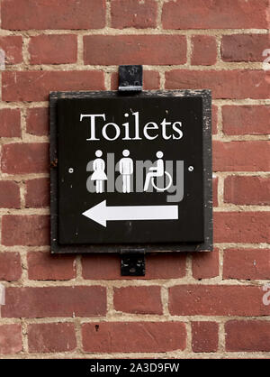 Wc Schild an der Wand. Close Up. Stockfoto