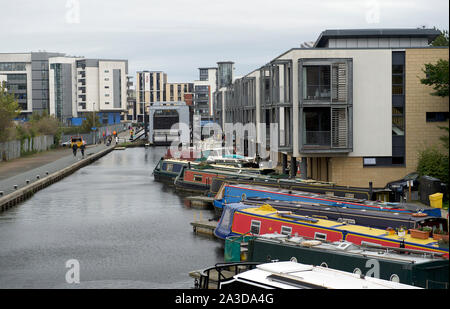 Das 19. Jahrhundert Union Canal am Gilmore Becken Fountainbridge, Edinburgh. Stockfoto