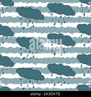 Herbst nahtlose Muster mit Hand gezeichnet rain Cloud und Streifen. Hintergrund kann auf Textilien, Tapeten gedruckt werden, Geschenkpapier, Grußkarten. Bunte hand Zeichnung Skizze. Vector Illustration Stock Vektor