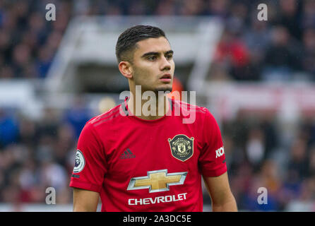 Newcastle, UK. 06 Okt, 2019. Andreas Pereira von Manchester United in der Premier League Match zwischen Newcastle und Manchester United am St. James's Park, Newcastle, England am 6. Oktober 2019. Foto von J GILL/PRiME Media Bilder. Credit: PRiME Media Images/Alamy leben Nachrichten Stockfoto