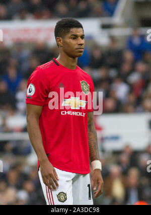 Newcastle, UK. 06 Okt, 2019. Marcus Rashford von Manchester United in der Premier League Match zwischen Newcastle und Manchester United am St. James's Park, Newcastle, England am 6. Oktober 2019. Foto von J GILL/PRiME Media Bilder. Credit: PRiME Media Images/Alamy leben Nachrichten Stockfoto