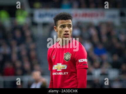 Newcastle, UK. 06 Okt, 2019. Mason Greenwood von Manchester United in der Premier League Match zwischen Newcastle und Manchester United am St. James's Park, Newcastle, England am 6. Oktober 2019. Foto von J GILL/PRiME Media Bilder. Credit: PRiME Media Images/Alamy leben Nachrichten Stockfoto