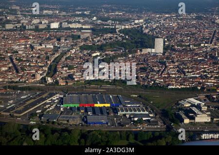Luftaufnahme der Königliche Palast von Brüssel. Palais de Bruxelles und das Stadtbild in Belgien feat. Museen und Sehenswürdigkeiten rund um Zentrale und Stockfoto