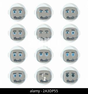 Satz von niedlichen Astronaut Emoticons. Vector Illustration. Stock Vektor