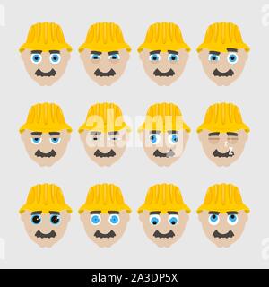 Satz von niedlichen builder Emoticons. Vector Illustration. Stock Vektor