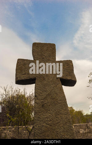 Alte Steinkreuz Grab Marker Stockfoto