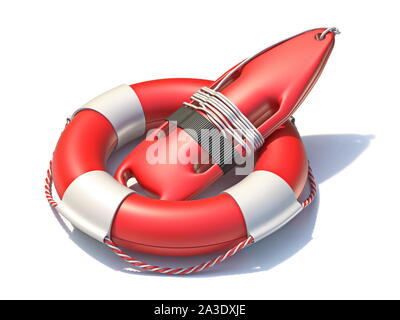 Rettungsschwimmer professionelle Rettungsringe 3D Rendering Illustration auf weißem Hintergrund Stockfoto