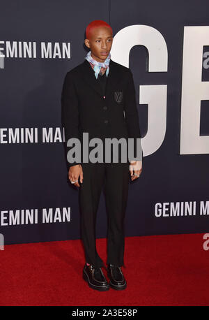 HOLLYWOOD, CA - Oktober 06: Jaden Smith sorgt sich Paramount Pictures" Premiere von "Gemini Man" an TCL Chinese Theatre am Oktober 06, 2019 in Hollywood, Kalifornien. Stockfoto