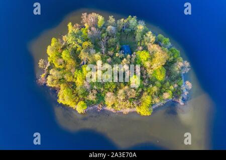 Insel Muhlworth in der Staffelsee, Luftaufnahme, Ausläufer der Alpen, Oberbayern, Bayern, Deutschland Stockfoto