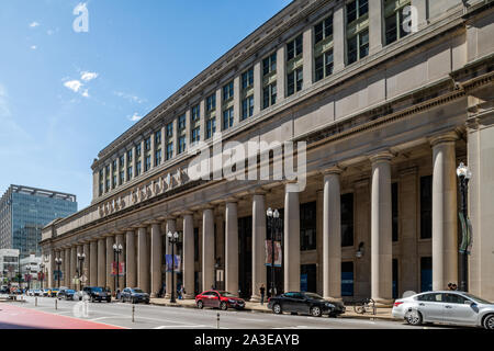 Die Außenseite des Chicago Union Station Stockfoto