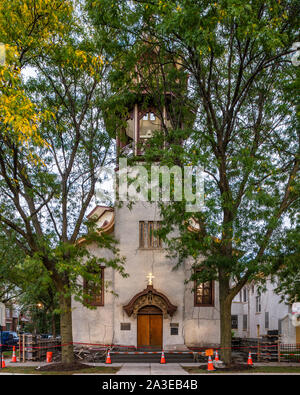 Äußere der Heiligen Dreifaltigkeit Orthodoxe Kathedrale, entworfen von Louis Sullivan Stockfoto