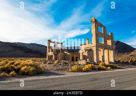 Verlassenes Haus in der Geisterstadt Rhyolith in der Nähe von Death Valley Stockfoto