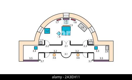 Architektonischen Plan der Orthodoxen Kirche Altar. Mittelalterliche orthodoxe Kloster, Konstruktion. Stock Vektor