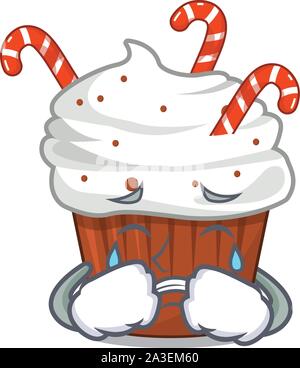 Weinend christmas Cupcake im Kühlschrank Stock Vektor