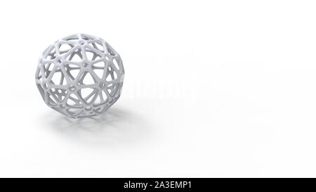 3D-Rendering für eine komplex geformte Kugel Kugel in weißem Hintergrund Stockfoto