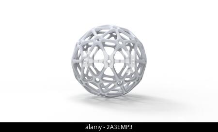 3D-Rendering für eine komplex geformte Kugel Kugel in weißem Hintergrund Stockfoto