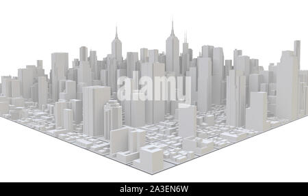 Downtown white business Downtown. Weiße, moderne Stadt. 3D-Rendering. Stockfoto