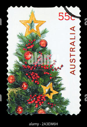 Australien - ca. 2011: einen Stempel in Australien gedruckten zeigt Weihnachtsbaum, circa 2011. Stockfoto