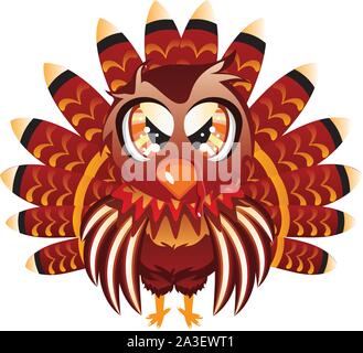 Cute cartoon Thanksgiving Truthahn Vogel auf weißem Hintergrund. Stock Vektor