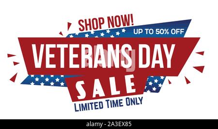 Veterans Day verkauf Banner Design auf weißem Hintergrund, Vector Illustration Stock Vektor