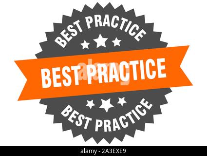 Best practice unterzeichnen. best practice orange-schwarz Circular band Label Stock Vektor