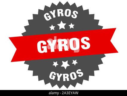 Gyros unterzeichnen. Gyros rot-schwarz Circular band Label Stock Vektor