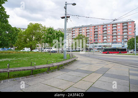 Wien, ÖSTERREICH - ca. Mai 2019: Wiener Städtische Landschaft Tagsüber. Stockfoto