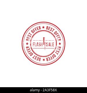 Flash Sale grunge Gummi Stempel. Vector Illustration auf weißem Hintergrund. Geschäftskonzept verkauf Rabatt Stempel Piktogramm Stock Vektor