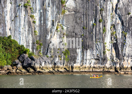 Thien Cung Grotte ausbreitende natürlichen Grotte mit komplizierten Stalaktiten und Stalagmiten in der Halong Bay Vietnam Indochina Stockfoto