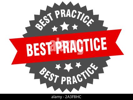 Best practice unterzeichnen. best practice rot-schwarz Circular band Label Stock Vektor