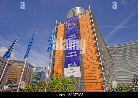 Das Berlaymont-Gebäude, dem Sitz der Europäischen Kommission in Brüssel. Belgien. Stockfoto