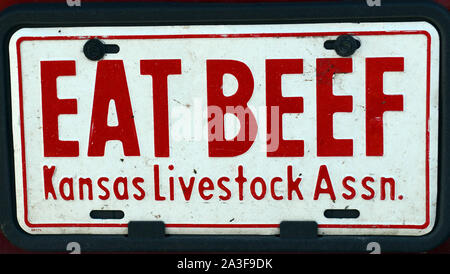 "Eat Beef Nummernschild. Stockfoto