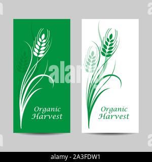 Einstellen der vertikalen Banner. Weizen ährchen auf weißem Hintergrund Stock Vektor