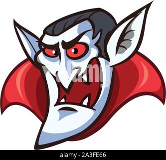 Vampire Kopf. Halloween cartoon Dracula Kopf Stock Vektor